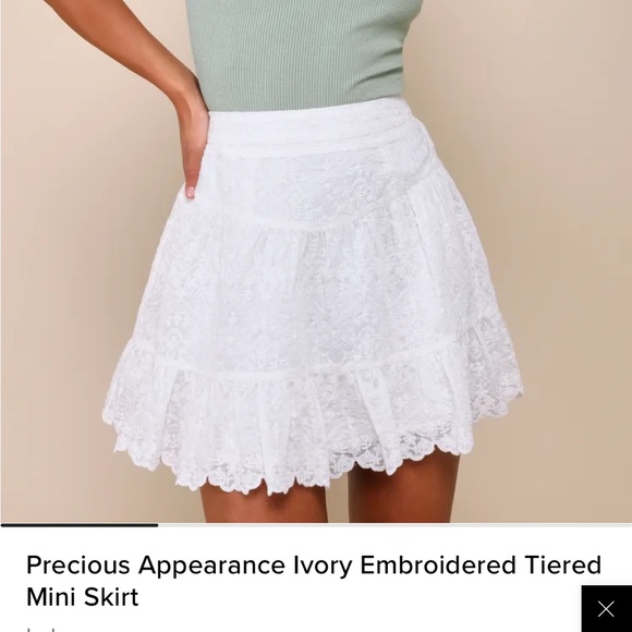 Lulu’s embroidered white tiered skirt NWT large - Picture 2 of 5